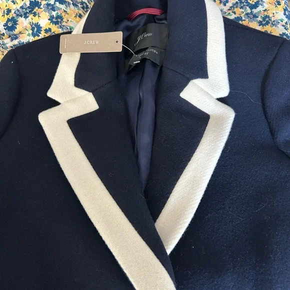 J Crew Women's Navy and White Belted Coat. Megan Markle Style - Picture 5 of 5